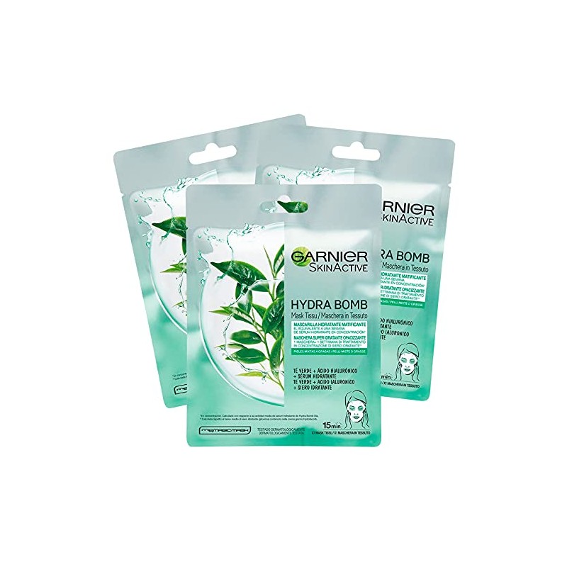 3 x Garnier SkinActive Hydra Bomb Face Mask Made of