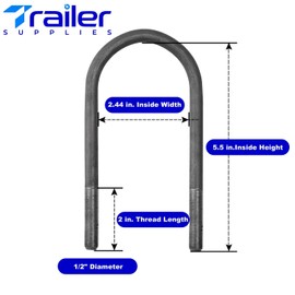TRAILER SUPPLIES 3,500 lb Trailer Axle U-Bolt Kit – Fits 2-3/8" Round Axles – 5.5" x 1/2" U-Bolts with Tie Plates & Hardware – Compatible with Dexter, AL-KO