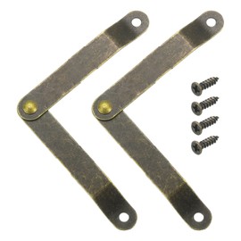 sourcing map 2Pcs 4.69"x0.39" Folding Support Lid Hinges, Lift Up Lid Stay Hinge, 180 Degree Rotatable Metal Retro Hinges with Screws for Wooden Cases Boxes Display Trunk Chest, Bronze