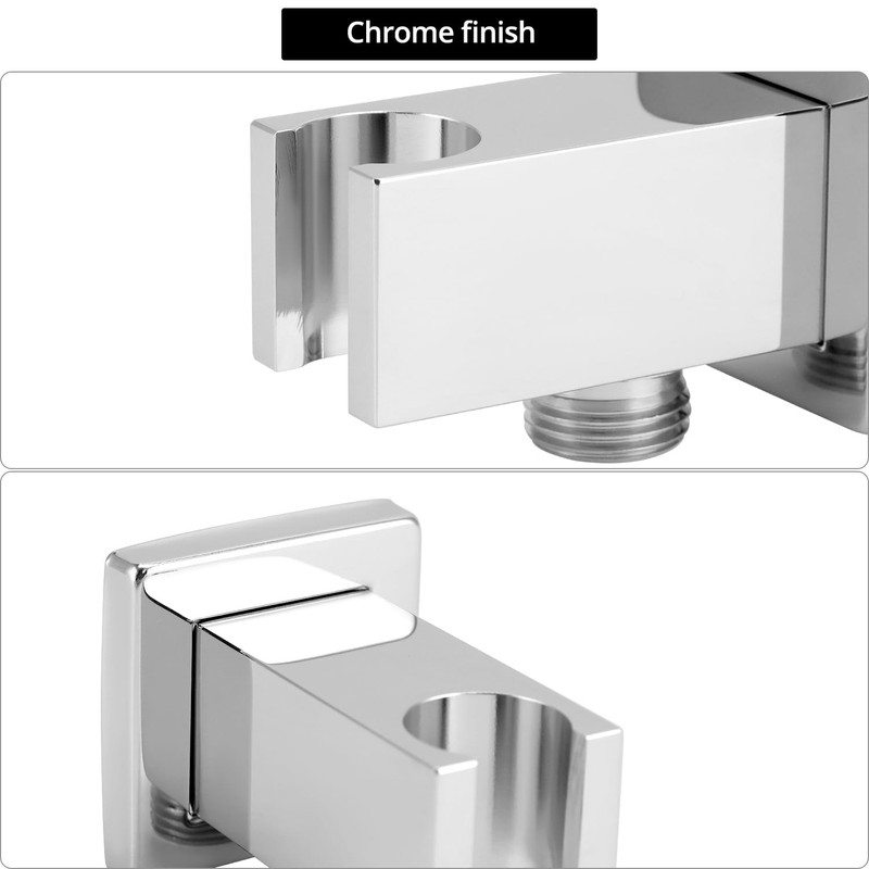 QWORK® Chrome hose connection with hand shower holder, brass G1/2