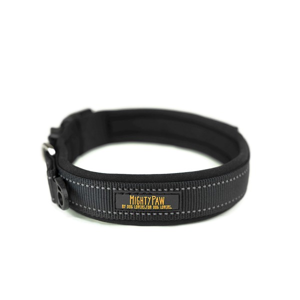 Mighty Paw Neoprene Padded Dog Collar, Reflective Running Dog Collar,