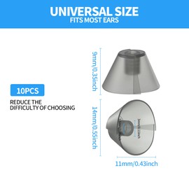 10 PCS Hearing Aid Domes Silicone Ear Tips,Universal Fit Replacement Ear Standard Receiver Tulip Domes Split Ear Rub Piece Comfortable Hearing Amplifier Kit,Perfect for Open Air (Open fit,Dark Gray）