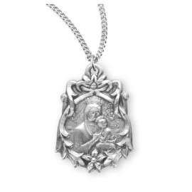 Needzo Our Lady of Perpetual Help Sterling Silver Catholic Medal 0.8 Inch x 0.6 Inch