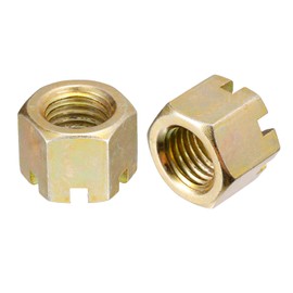 sourcing map 2Pcs M20x2.5mm Hexagon Slotted Nut, Grade 10 Carbon Steel Hex Castle Nuts, Color Zinc