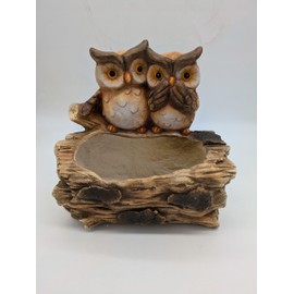 Esschert Design Double Owl Planter, Faux Wood, Brown