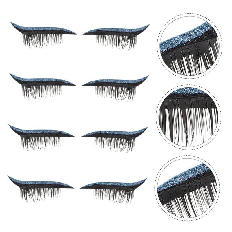 Ipetboom 4pairs Glitter Eyelash Stickers Easy Apply Beauty Decals for