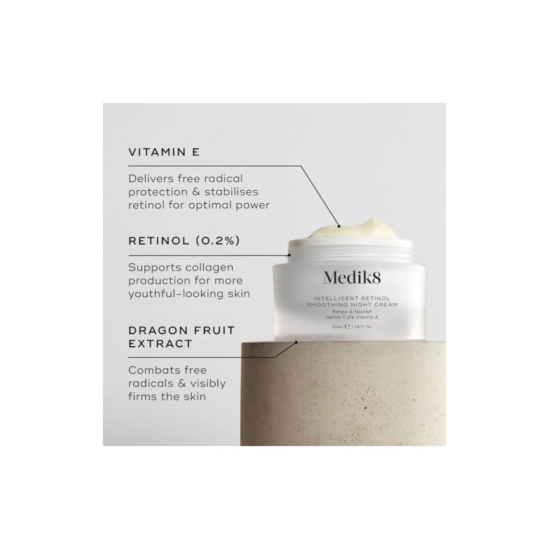 Medik8 Intelligent Retinol Smoothing Night Cream, 0.2% Vitamin A -