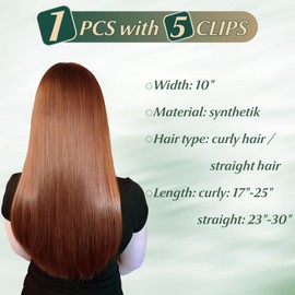 Elailite Clip-In Extensions Like Real Hair Extensions Hairpiece Heat Resistant Straight 1 Strand 5 Clips 23 Inches 58 cm 120 g