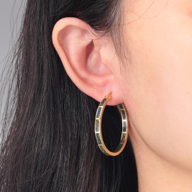 CiNily Hoop Earrings for Women Men Black Opal Earrings Jewelry Rhodium Plated Large Big Hoop Earrings Gifts 32mm