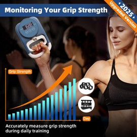 Grip Strength Tester Hand Dynamometer - Grip Strength Trainer Hand Exerciser with Potenciador de Agar de mano Novice Friendly Adjustable Handle for School Home Sports Use (265 Lbs / 120 Kgs)