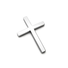 PTDecals 1 PCS Silver Metal Jesus Christian Cross Emblem Sticker Badge Decal for Auto Car Trunk Tailgate Side Bonnet Decoration