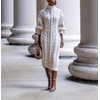 JEKYUARA Women's Cable Knit Sweater Midi Dress Turtleneck Long Sleeve