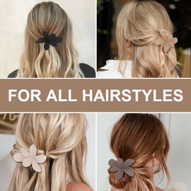 CURASA Flat Flower Hair Clips for Women 6pcs Lay Flat claw clips Matte Claw Clips for Thick Thin Hair Flower Clips for Hair French Barrette Hair Accessories for Women Girls