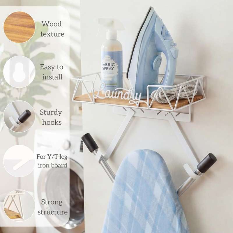 PERFNIQUE Ironing Board Holder, Iron Board Wall Mount, Ironing Board