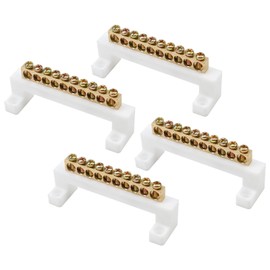 Antrader Terminal Bus Bar Block 10 Positions Terminal Block Connector Bar Terminal Bus Bar Terminal Block Brass Wire Screw Terminal Grounding Strip Bus Bar Block