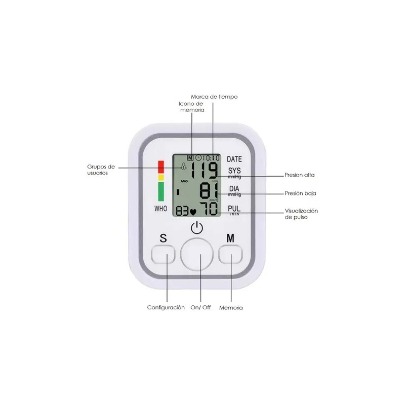 Tensimetro Electrnico Estilo De Brazo Inteligente Blanco
