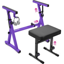 Liquid Stands Purple Adjustable Keyboard Stand & PU Leather Bench for 54–88 Key Digital Pianos