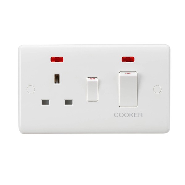 Knightsbridge CU8331 Curved Edge 45 A DP Switch, White