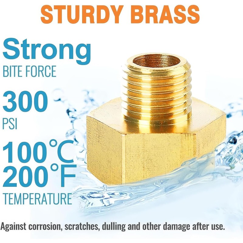 ZWWOGE 4 x Reducer 3/8 to 1/2 Inch Brass Male