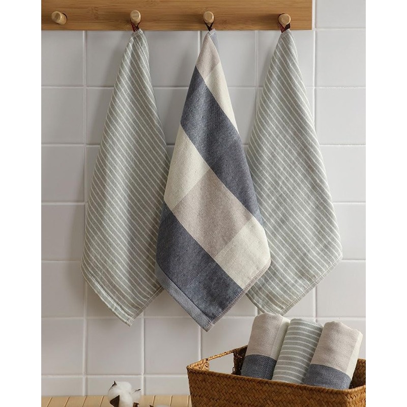 Set of 2 Kitchen Towels with Loops, Hand Towels, Wipes,