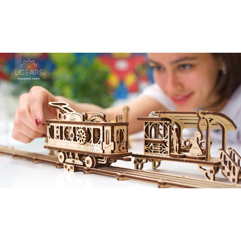 Ugears ユーギアーズ Tram Line トラムライン ;70028　木のおもちゃ 3D立体 パズル