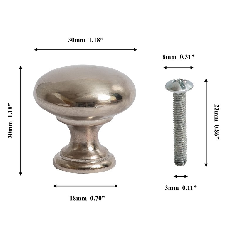 HARMAC HOUSE Round Cabinet Knobs 10 Pack Brushed Nickel Pull