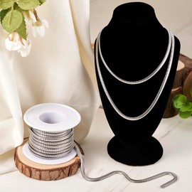 PandaHall 5m 304 Stainless Steel Flat Snake Chains Soldered Extension Chains with Spool for DIY Men Women Necklace Bracelet Jewellery Making