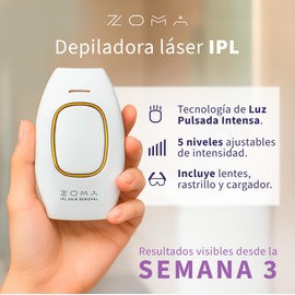 ZOMA | Depiladora Láser Mujer IPL Profesional | Depiladora Facial y Corporal Mujer | 5 Niveles de Intensidad | Sin Dolor | Cuerpo, Cara, Axilas, Piernas y Bikini | Resultados visibles desde las 3 Semanas