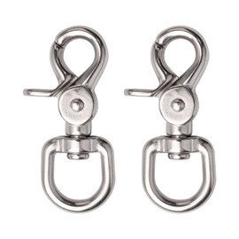 UFURMATE Swivel Clip, 2Pcs 316 Stainless Steel Leash Swivel Snap Hooks Locking Dog Leash Buckle Quick Release Buckles 360 Degree Swivel Clips for Dog Walking Camping Hiking (Silver, 17mm Ring)