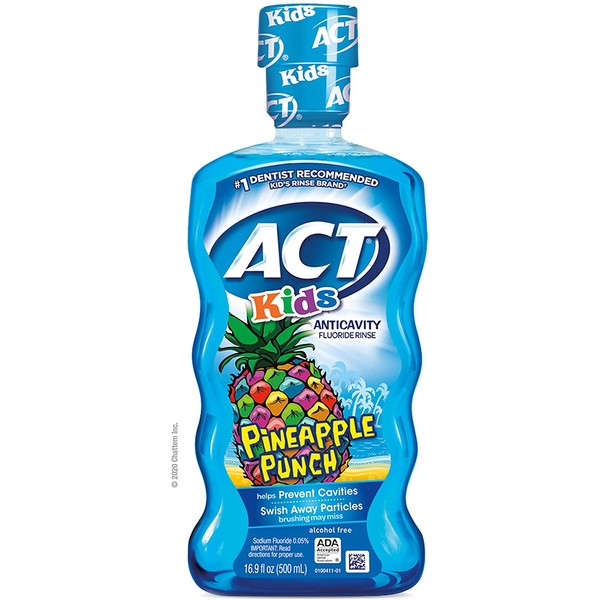 ACT Kids Anticavity Fluoride Rinse, Pineapple Punch Children's Mouthwash, 16.9 oz