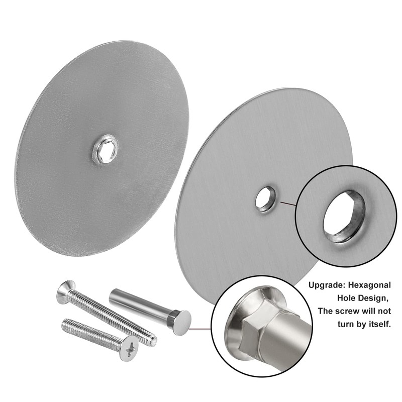 NAUBEA 2 Pack Door Hole Cover Plate Brushed Satin Nickel