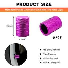 JUSTTOP 6 PCS Car Tire Valve Stem Caps, Anodized Aluminum Corrosion Resistant Wheel Stem Valve Dust Caps, Tyre Stem Air Caps Covers for Cars Motorcycles Trucks, Car Accessories (Purple)