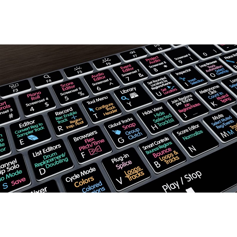 KB Covers Logic Pro Backlit Keyboard | Color-Coded Shortcuts for