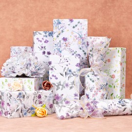 Larcenciel 60 Sheets Vintage Floral Tissue Paper, Wild Flowers Art Tissue Paper for Gift Bags, Colorful Watercolor Gift Wrapping Tissue Paper for Crafts Packaging Christmas Holiday Wedding,13.8x19.7in