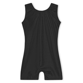 Domusgo - Maillot de gimnasia para niñas con pantalones cortos y brillantes de una sola pieza para niños, Biketard negro brillante, 3 Años/4 Años