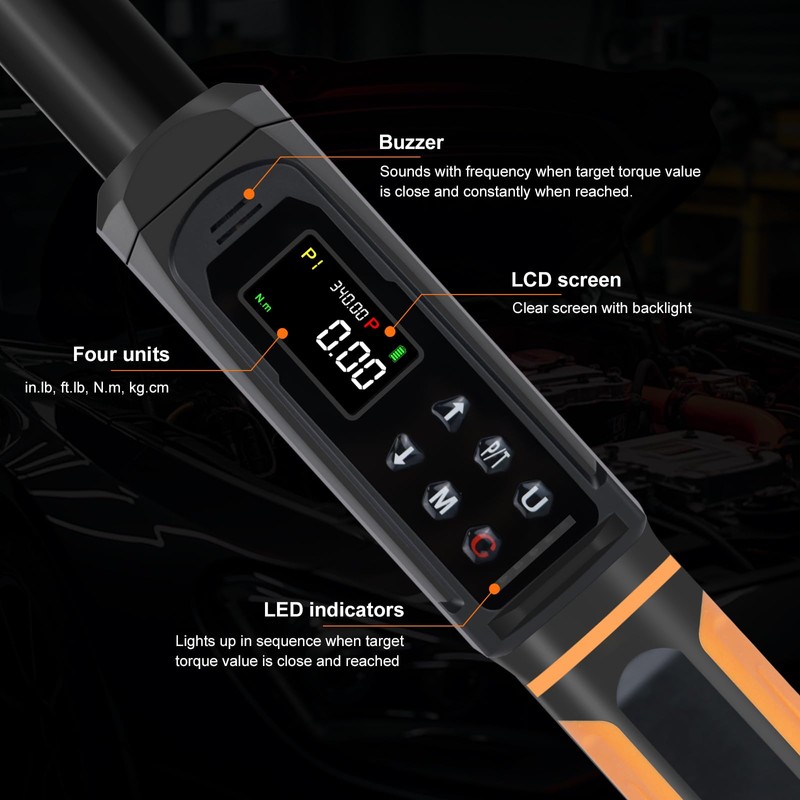 Uharbour Digital Torque Wrench 1/2 Drive, 3.8-250.8 Ft.lb Range, 1/2