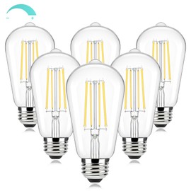 Brightever Dimmable LED Light Bulbs 60W Equivalent, 4000K Cool White Edison Light Bulb, 7W, 850LM Vintage E26 Base Bulb, 90+CRI, ST58 Clear Glass Antique LED Filament Bulbs for Bathroom, 6-Pack