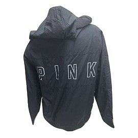 Victoria's Secret Pink Long Anorak Windbreaker Jacket Full Zip Size XS/Small Color Black New