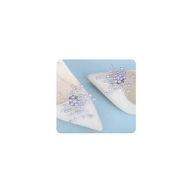 Xerling - 1 par de elegantes clips de perlas desmontables hechos a mano con hebilla para zapatos de flores para boda, zapatos florales, decoración de cristales, accesorios para zapatos de diamantes de