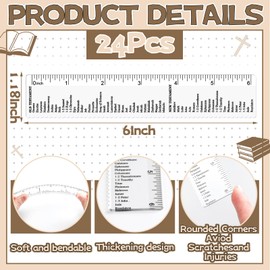 24 Pcs Clear Bible Verses Ruler with Scalloped Edge 6 Inch Christian Rulers with Books of The Bible for School Classrooms,Multitool or Bookmark(Old & New Testament)