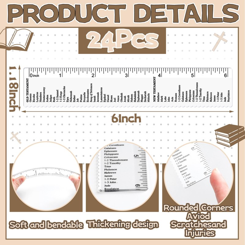 24 Pcs Clear Bible Verses Ruler with Scalloped Edge 6