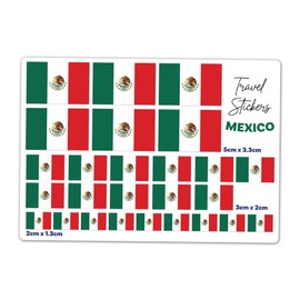 A5 Sticker Sheet Mexico Flag Vinyl Stickers - Mexican Flags Travel Holiday World Geography School Labels Scrapbooking 5cm | 3cm | 2cm #81457
