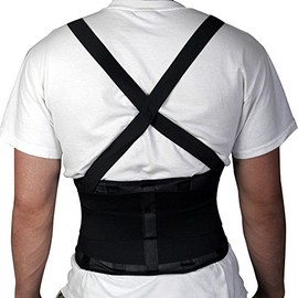 Medline NON11351XXXL Standard Back Support with Suspenders, XXX-Large, Black