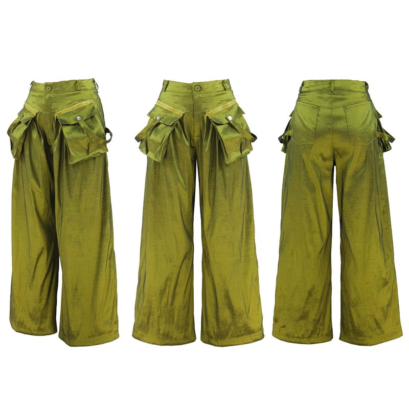 Vakkest Women's High Waist Wide Leg Pants Loose Fit Y2K