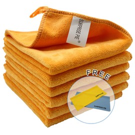 Paño de limpieza de microfibra multiusos para limpiar rápida y fácilmente los espejos de ventanas sin productos químicos, lavar ropa para el hogar, cocina, barco, coche, limpiador a granel (30,48 x 30,48 cm), color naranja