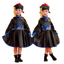 Joyasslly Halloween Kyonsey Girls, Cosplay, Children’s Costume, Dress, China Style, Bill, Ghost, Hat, Fun, Popular, Present for Events with Tattoo Stickers (Blue, 47.2 inches (120 cm)