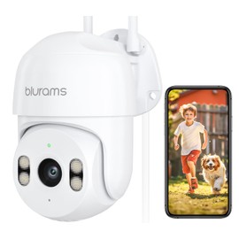blurams 2K Security Camera Outdoor, 360° PTZ Cameras for Home Security Outside with Motion Detection Tracking, Color Night Vision, IP66 Weatherproof,Two-Way Audio,Works with Alexa,2.4GHz Wi-Fi