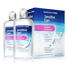 Bausch And Lomb Sensitive Eyes Plus Solución salina, paquete doble, 24 onzas (paquete de 3)