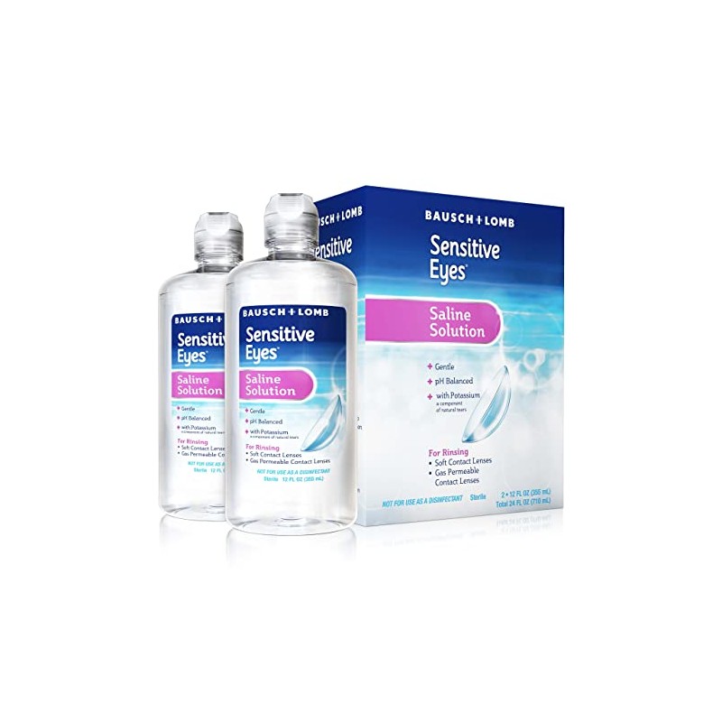 Bausch And Lomb Sensitive Eyes Plus Solución salina, paquete doble,