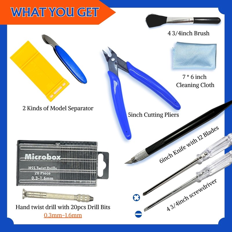 JUNYAOHSU Gundam Model Tool Kit, 64pcs Hobby Modeler Basic Tool